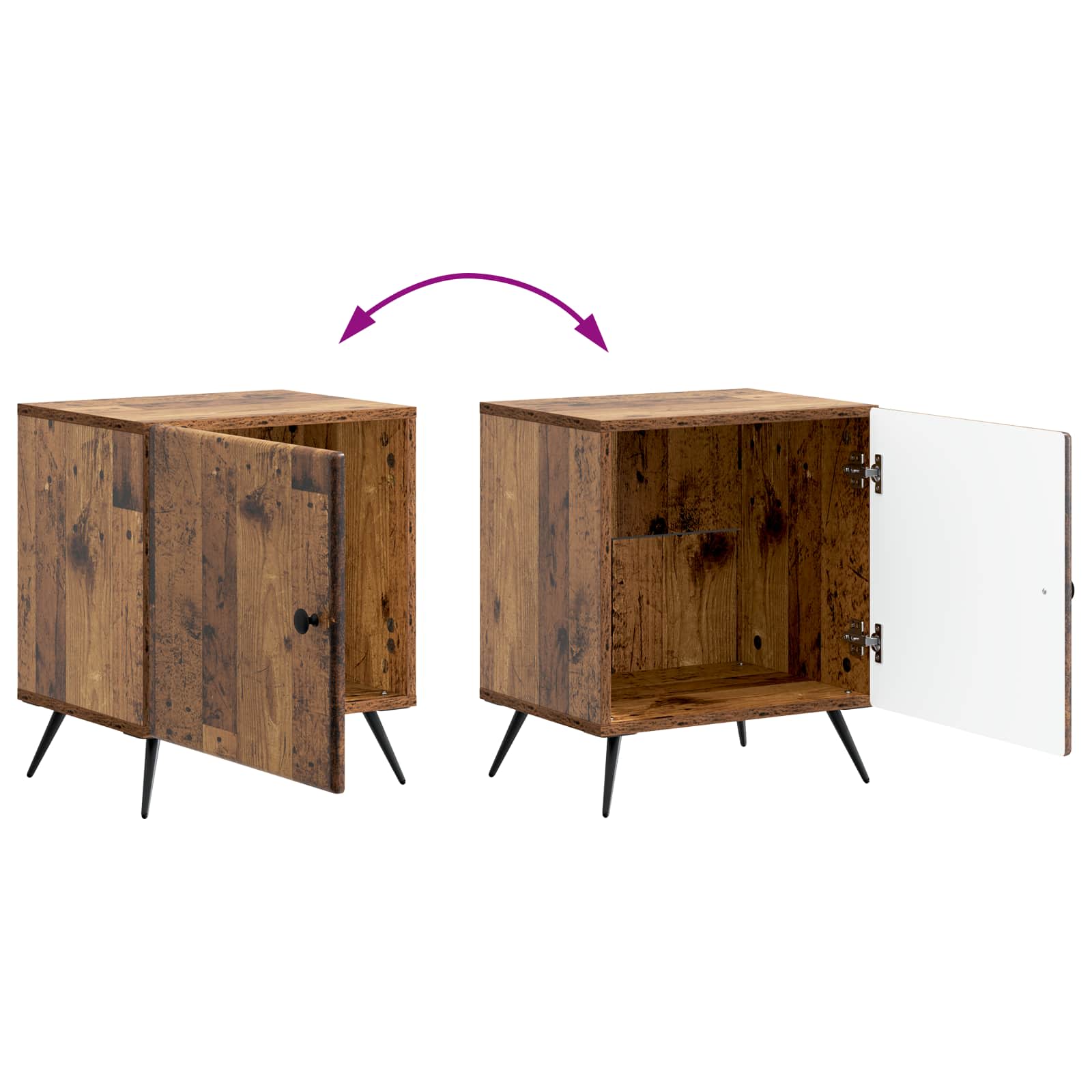 Cabinet de chevet 2 pcs Bois ancien 43 x 34,5 x 50 cm - XIOS