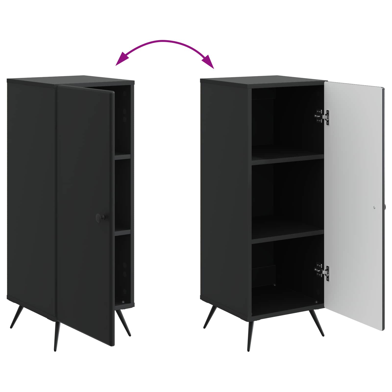 Buffet Noir 33 x 34,5 x 90 cm Bois d'ingénierie - XIOS
