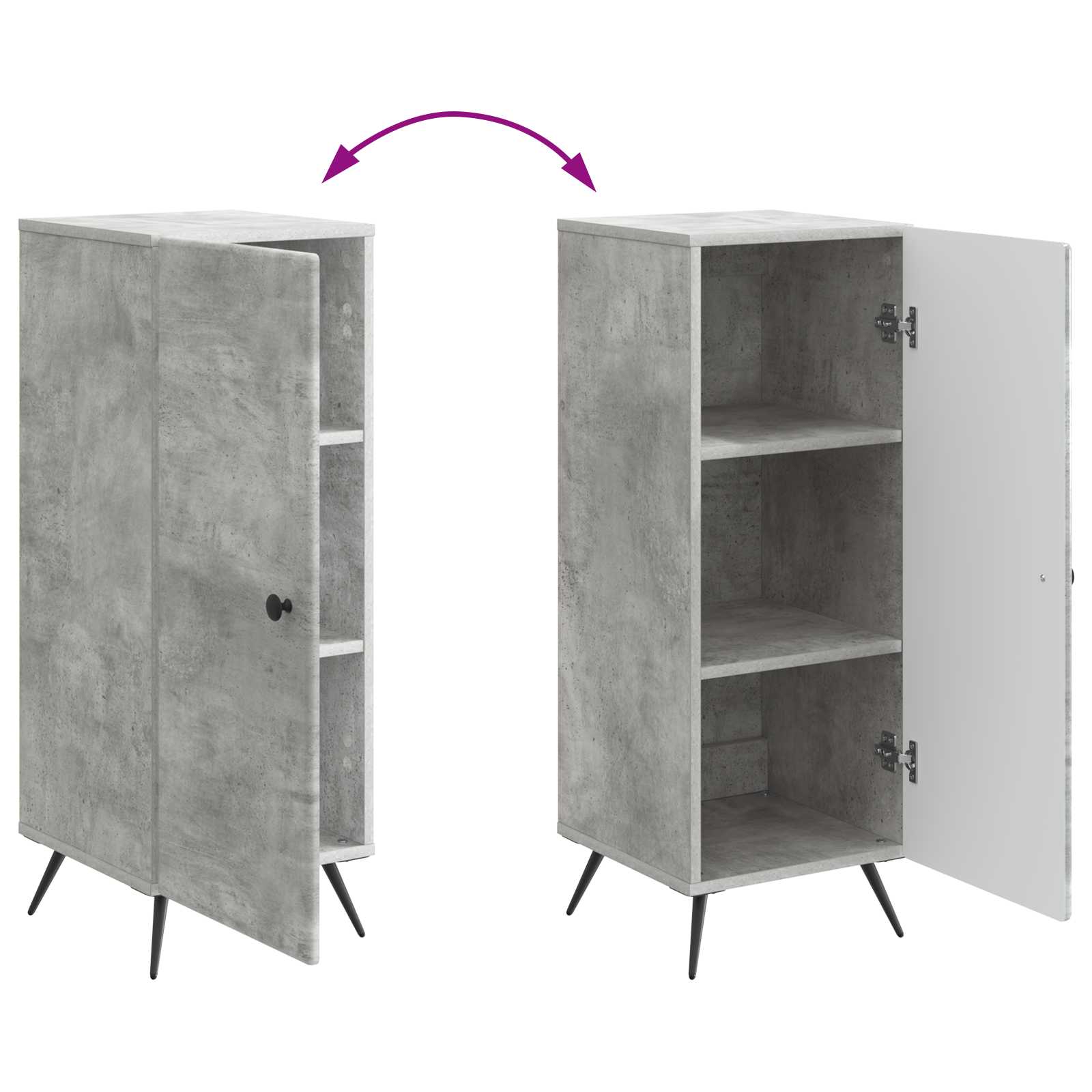 Buffet Gris béton 33 x 34,5 x 90 cm Bois d'ingénierie - XIOS
