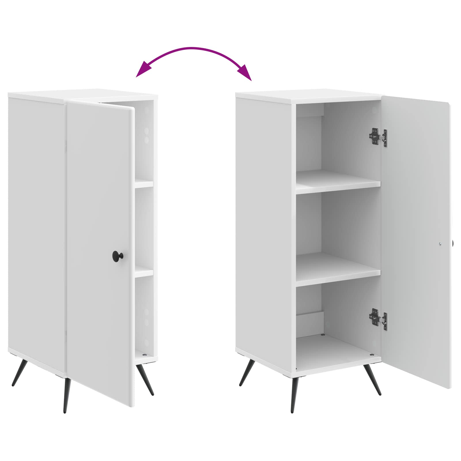 Buffet Blanc brillant 33 x 34,5 x 90 cm Bois d'ingénierie - XIOS
