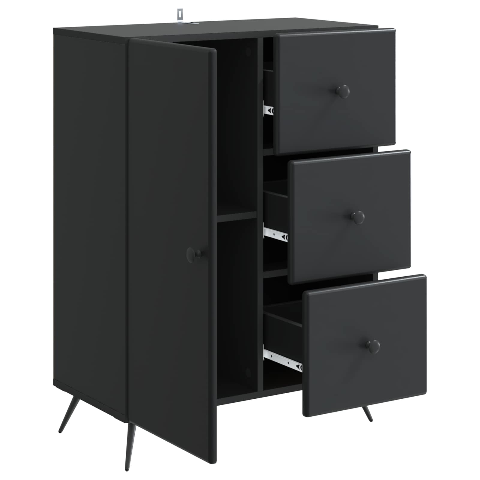 Buffet avec tiroir Noir 66 x 34,5 x 90 cm Bois d'ingénierie - XIOS