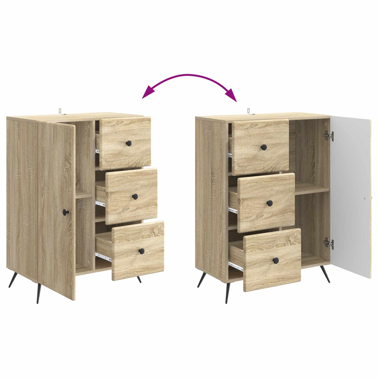 Buffet Chêne Sonoma 66 x 34,5 x 90 cm Bois d'ingénierie - XIOS