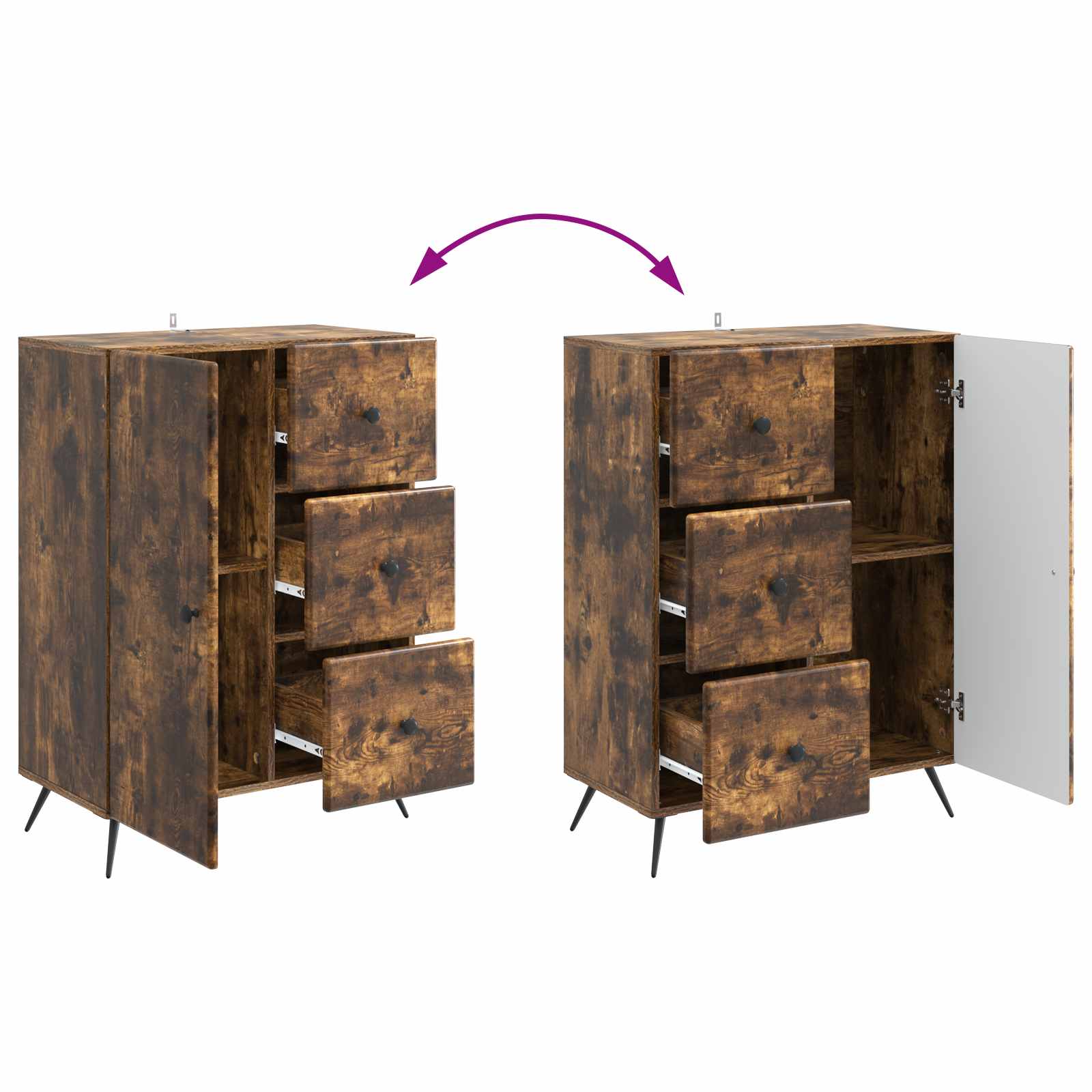 Buffet Chêne fumé 66 x 34,5 x 90 cm Bois d'ingénierie - XIOS