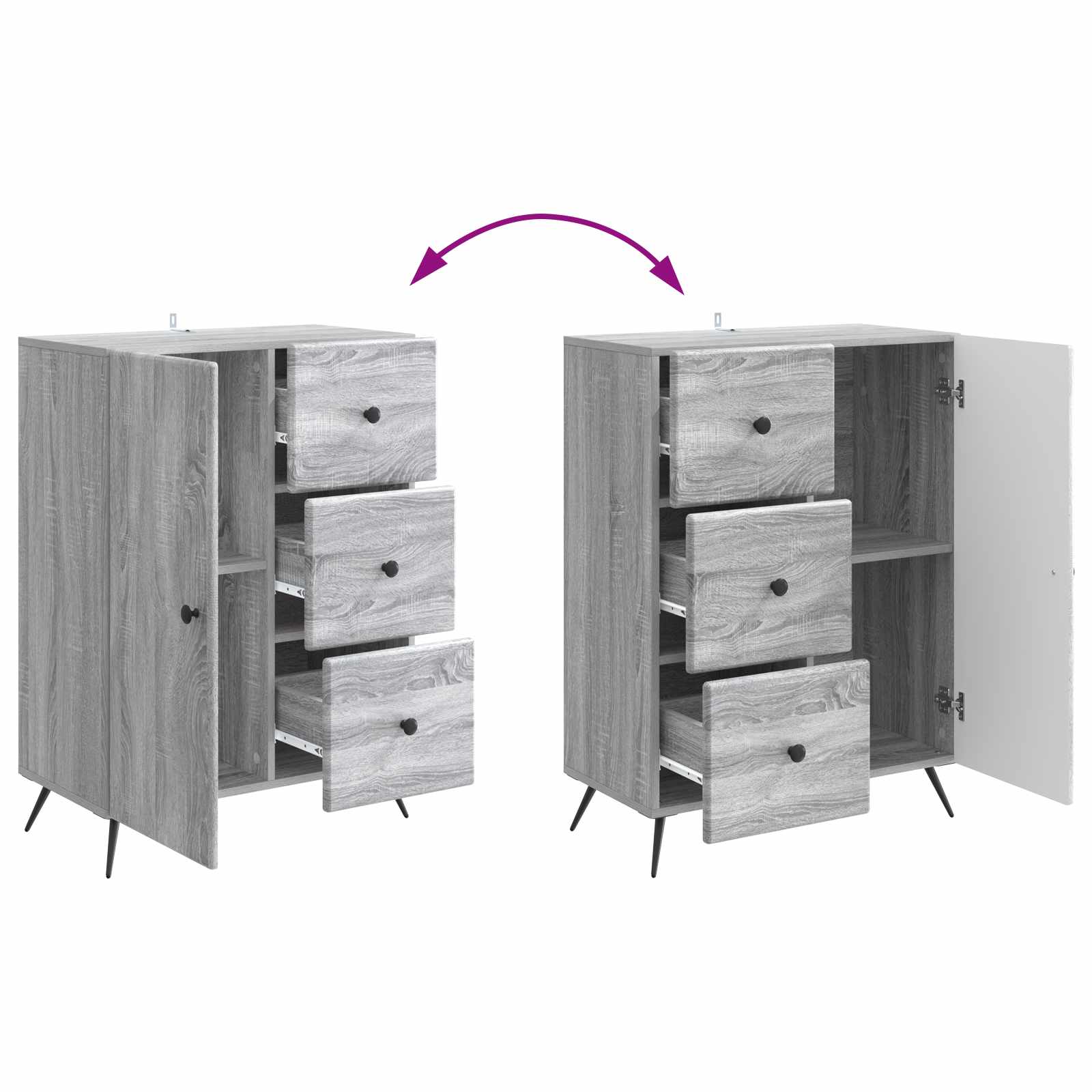 Buffet Sonoma gris 66 x 34,5 x 90 cm Bois d'ingénierie - XIOS