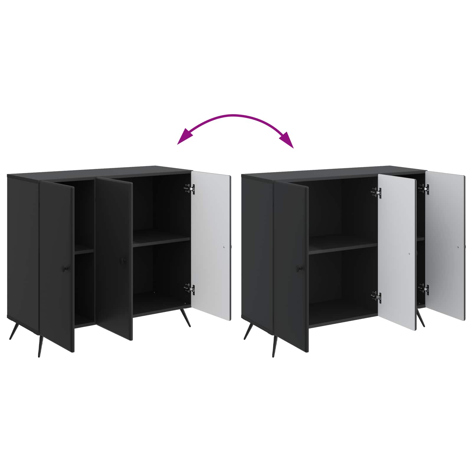 Buffet Noir 89 x 34,5 x 80 cm Bois d'ingénierie - XIOS