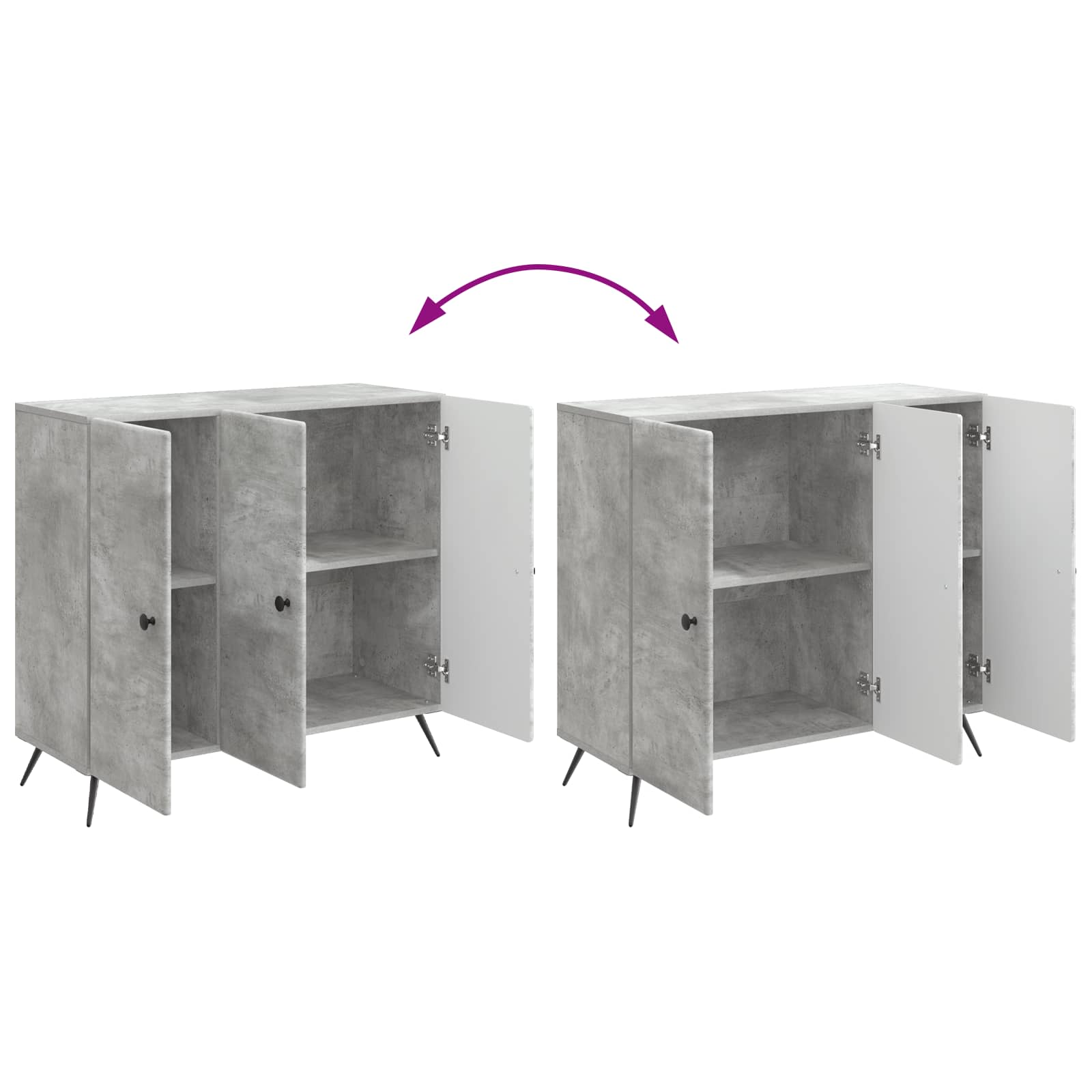 Buffet Gris béton 89 x 34,5 x 80 cm Bois d'ingénierie - XIOS