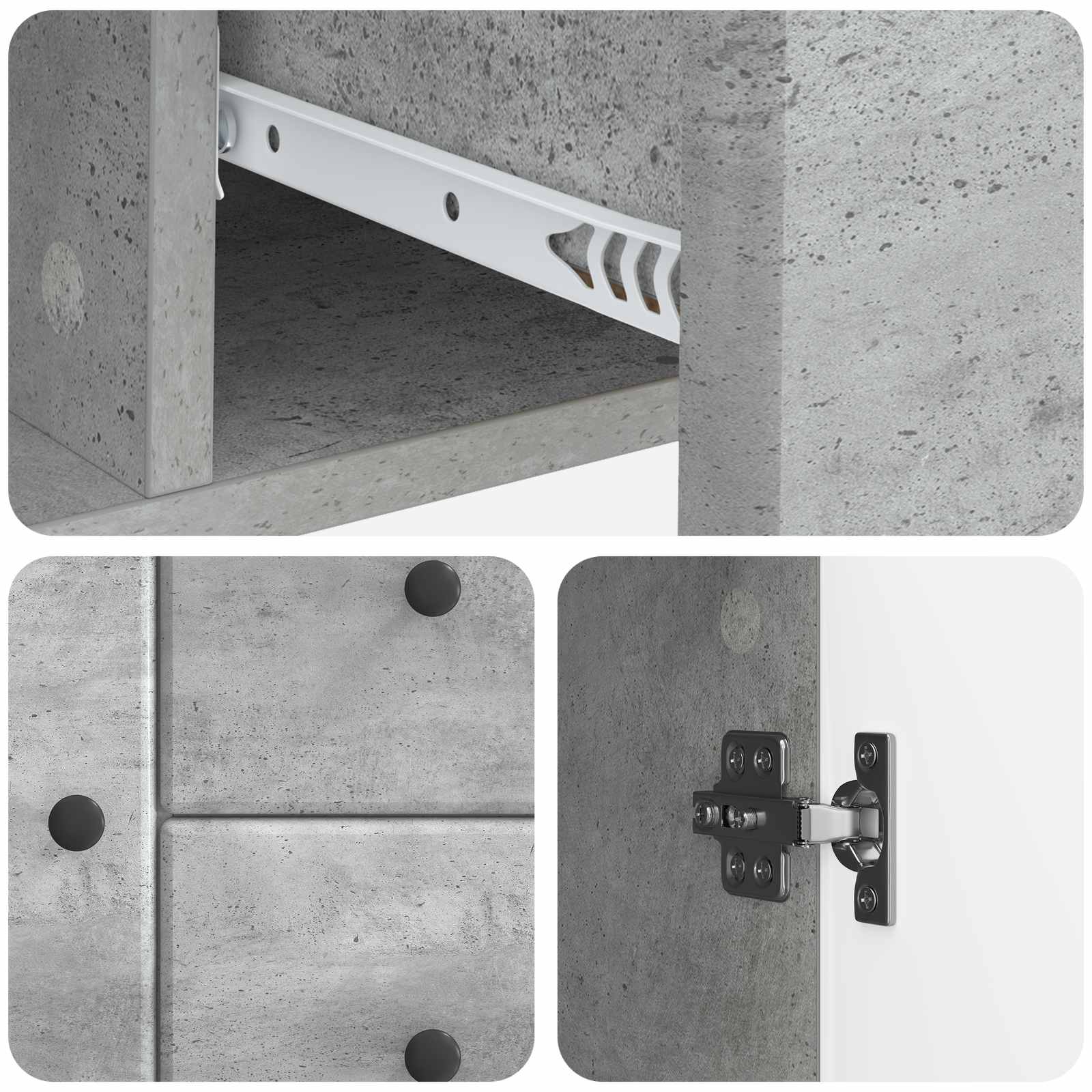 Buffet Gris béton 89 x 34,5 x 60 cm Bois d'ingénierie - XIOS