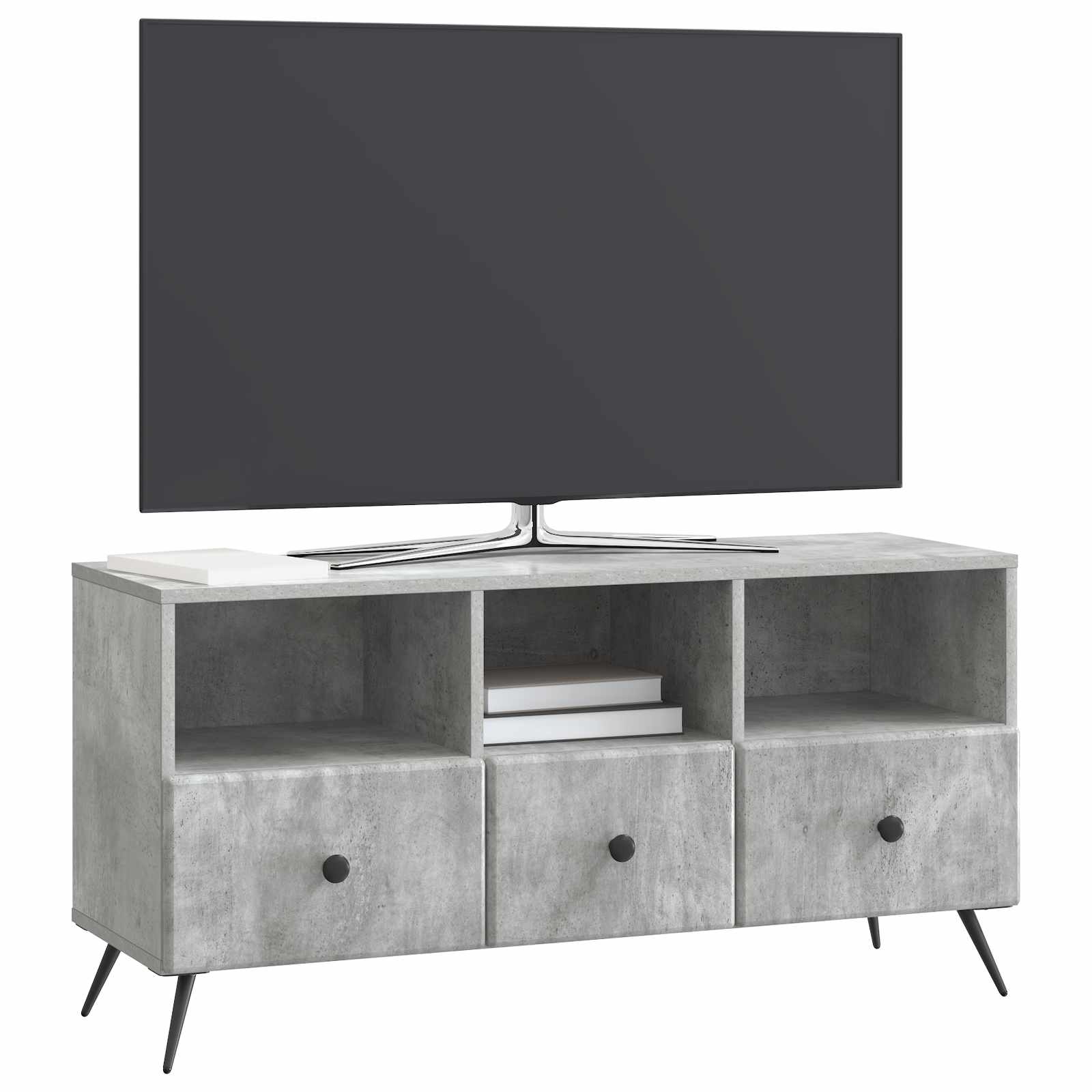 Meuble TV Gris béton 102 x 34,5 x 50 cm Bois d'ingénierie - XIOS