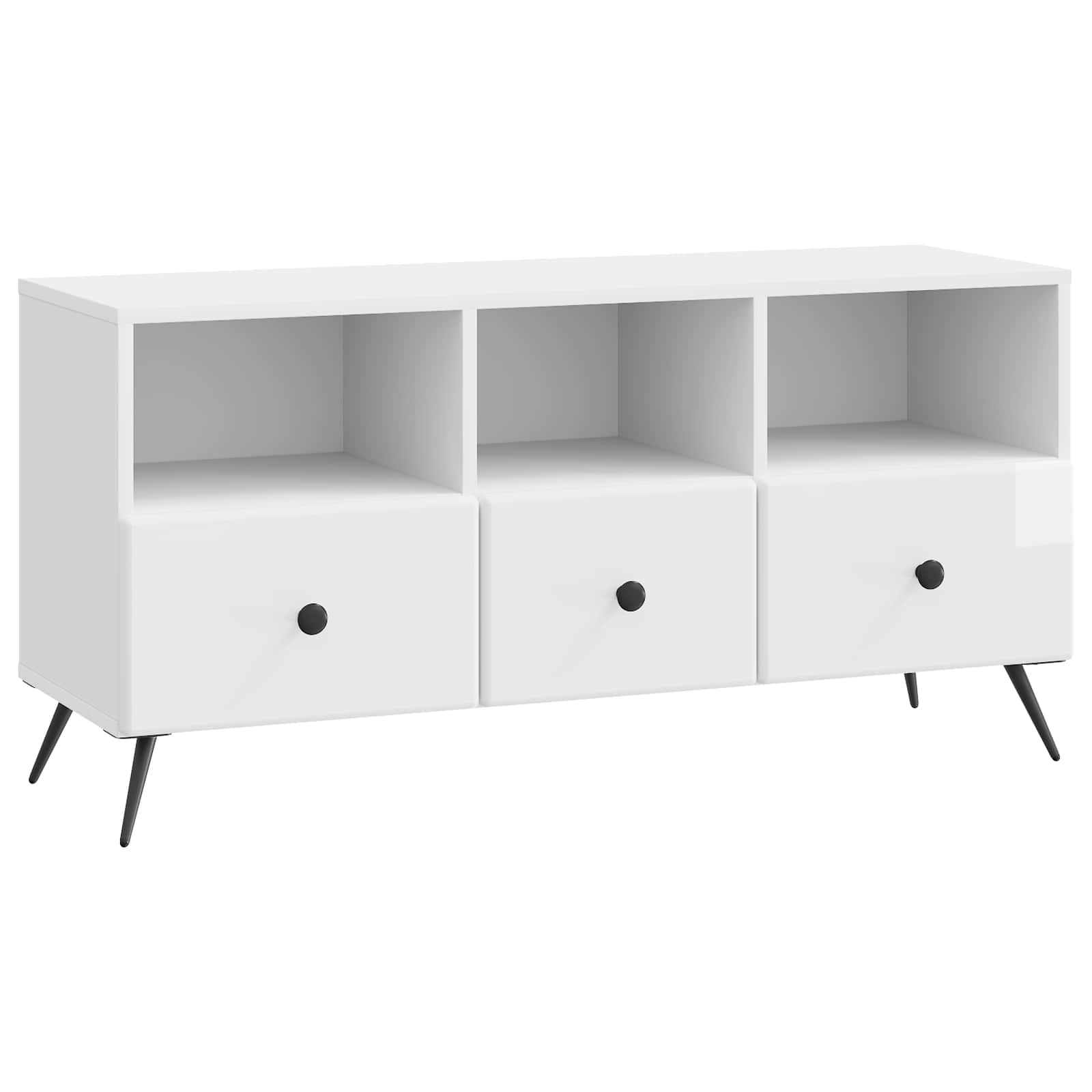 Meuble TV Blanc brillant 102 x 34,5 x 50 cm Bois d'ingénierie - XIOS