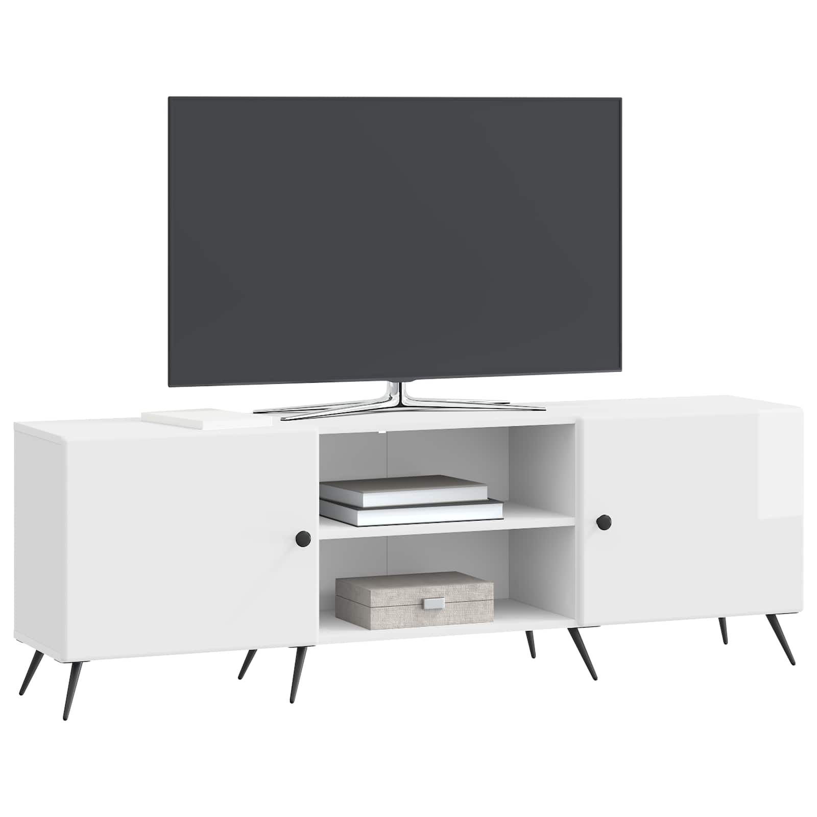 Meuble TV Blanc brillant 150 x 31 x 50 cm Bois d'ingénierie - XIOS