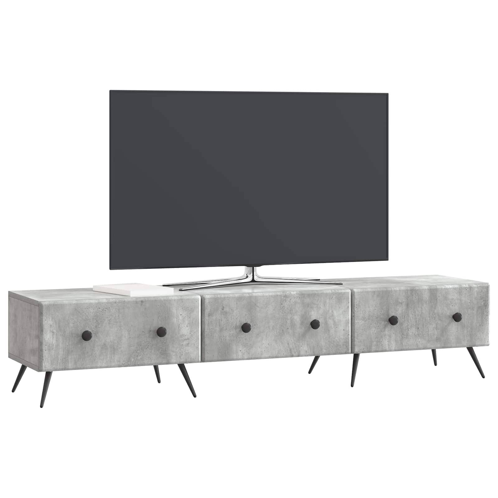 Meuble TV Gris béton 147 x 34,5 x 30 cm Bois d'ingénierie - XIOS