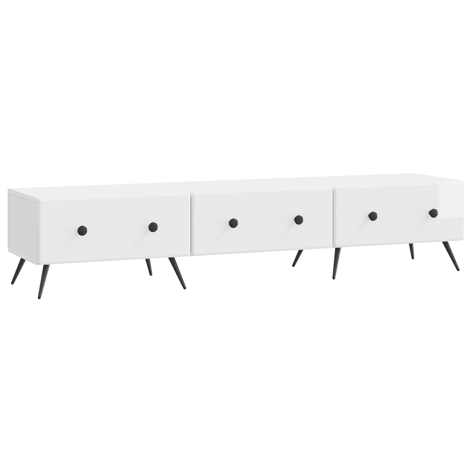 Meuble TV Blanc brillant 147 x 34,5 x 30 cm Bois d'ingénierie - XIOS