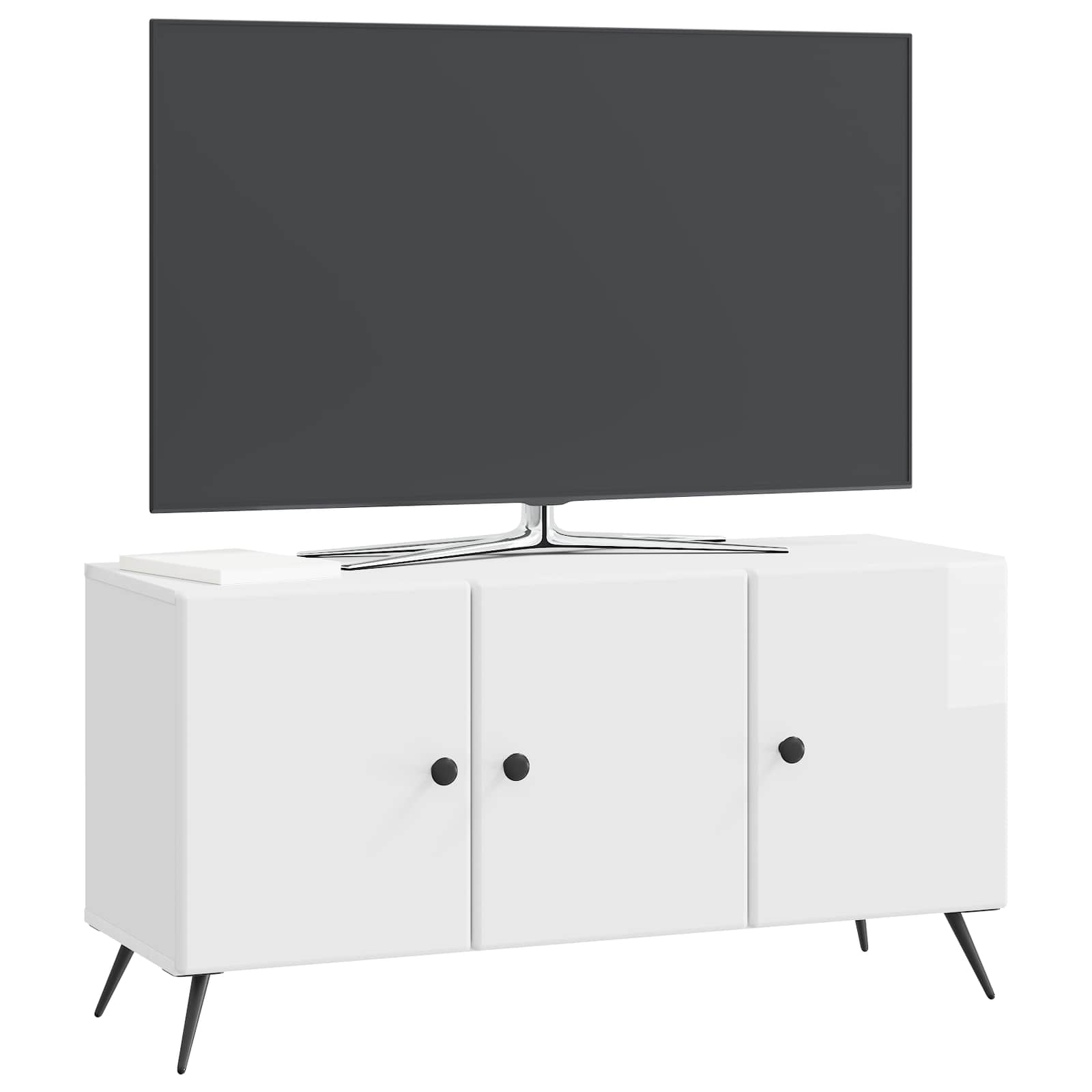 Meuble TV Blanc brillant 99 x 34,5 x 50 cm Bois d'ingénierie - XIOS