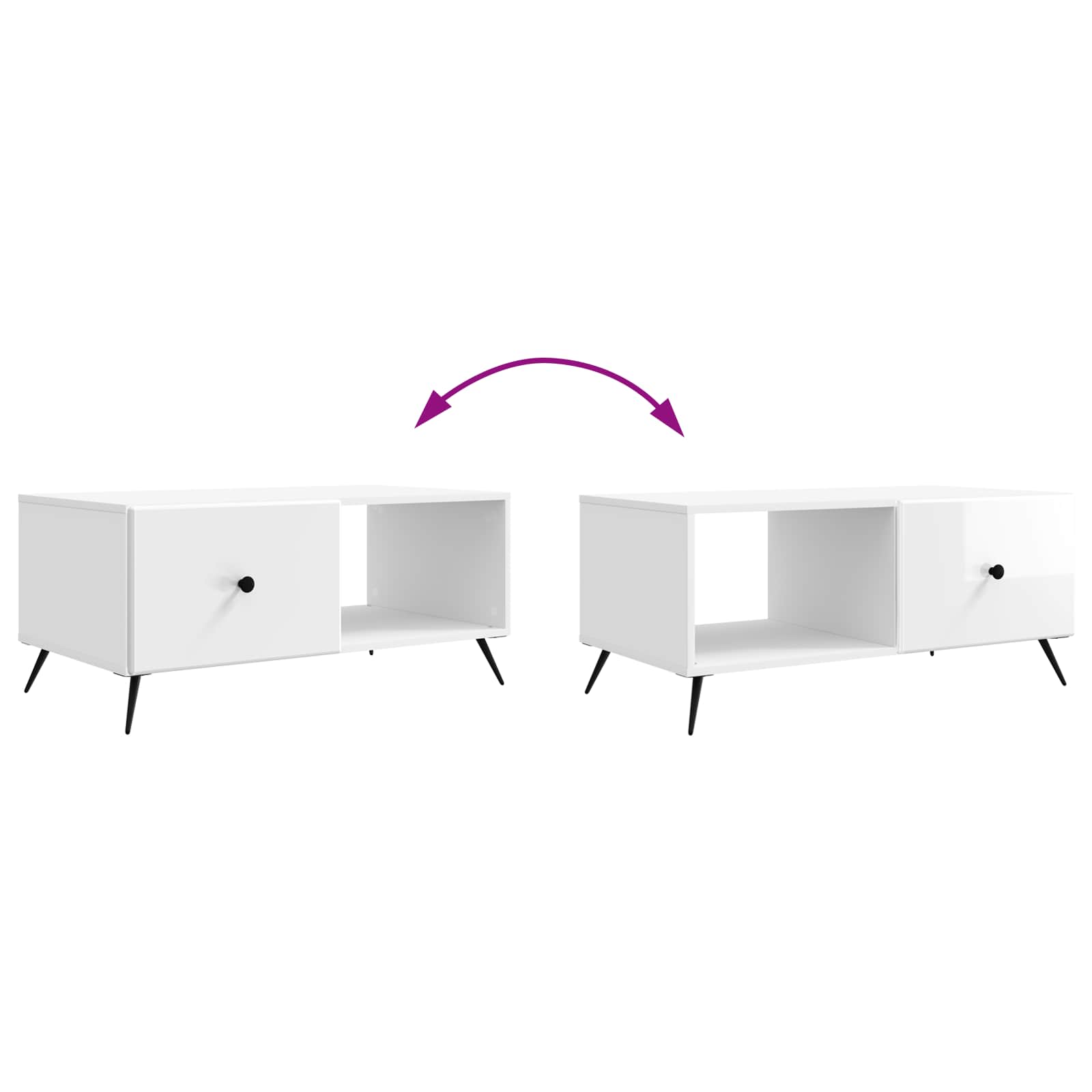 Table basse Blanc brillant 90 x 50 x 40 cm Bois d'ingénierie - XIOS