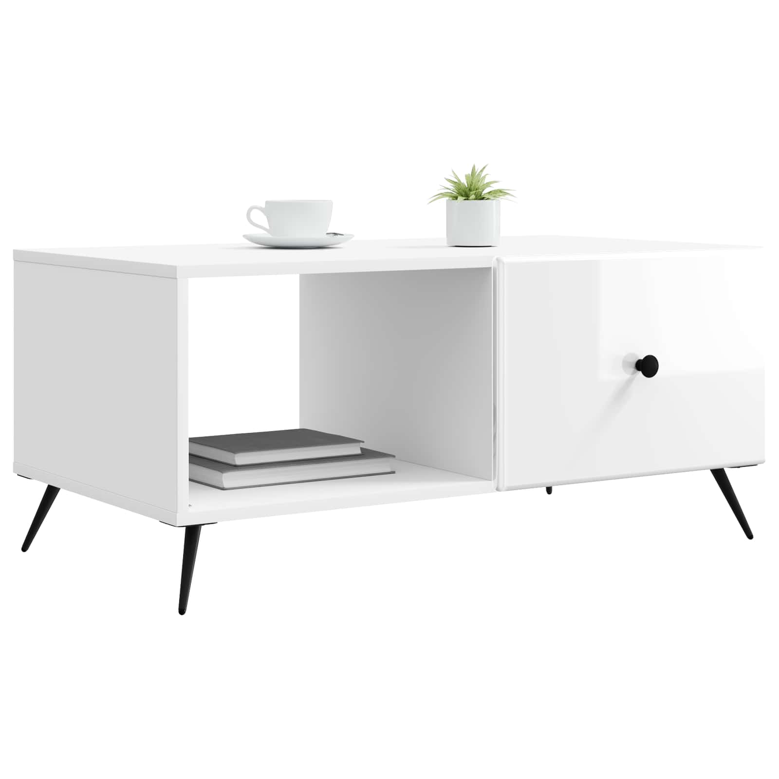 Table basse Blanc brillant 90 x 50 x 40 cm Bois d'ingénierie - XIOS