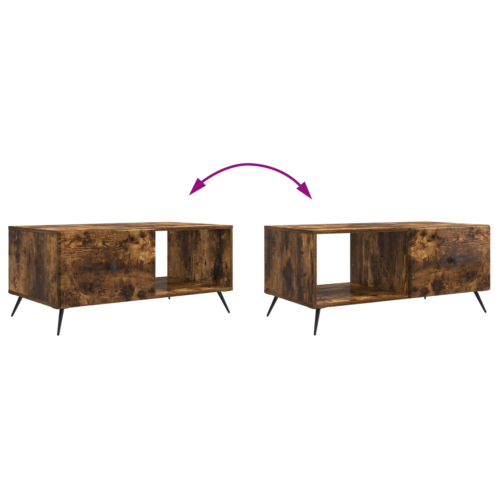 Table basse Chêne fumé 90 x 50 x 40 cm Bois d'ingénierie - XIOS