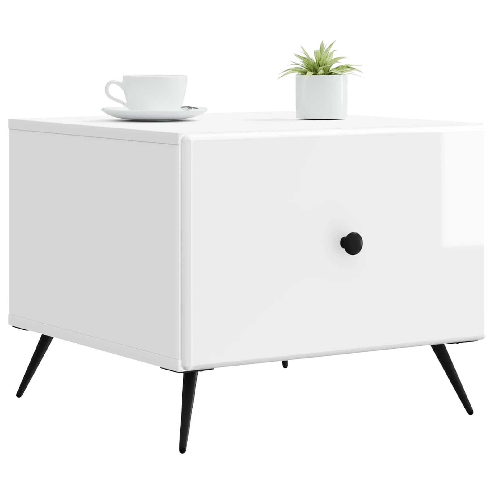 Table basse Blanc brillant 49 x 50 x 40 cm Bois d'ingénierie - XIOS