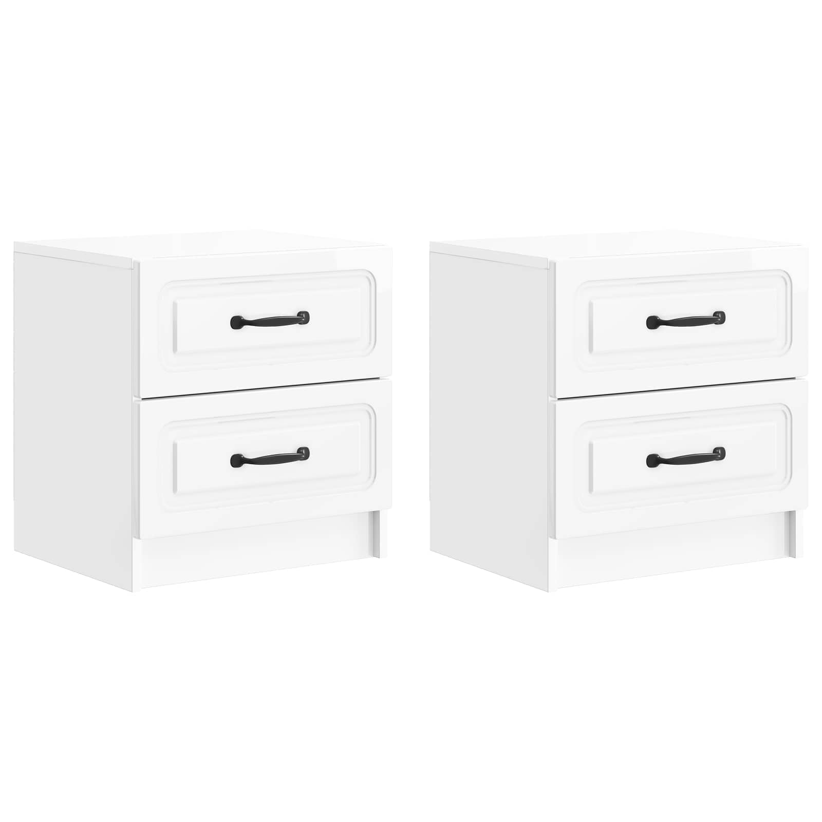 Cabinet de chevet 2 pcs Blanc brillant 43 x 34,5 x 44,5 cm - XIOS