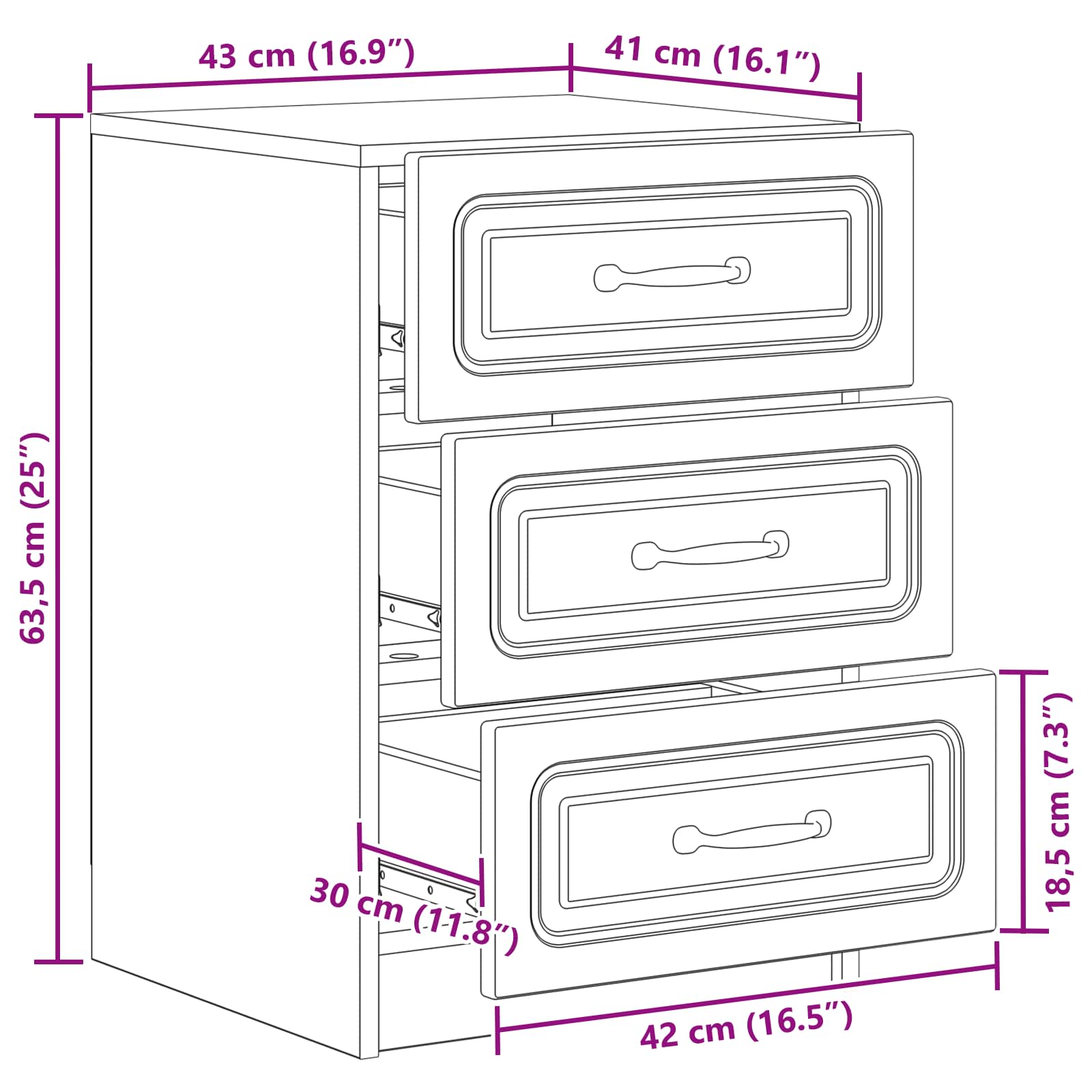 Cabinet de chevet avec tiroir Sonoma gris 43 x 41 x 63,5 cm - XIOS