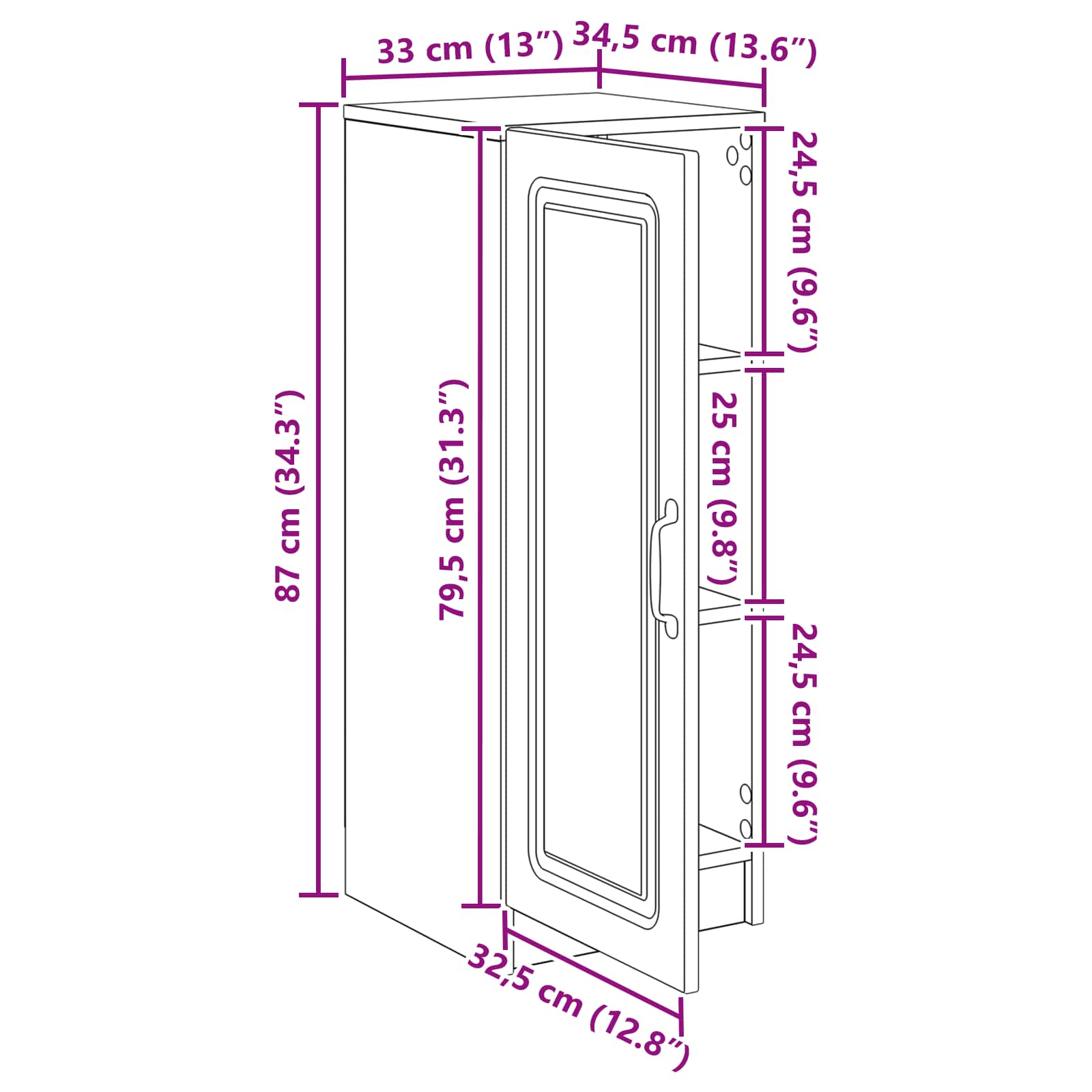 Buffet Sonoma gris 33 x 34,5 x 87 cm Bois d'ingénierie - XIOS