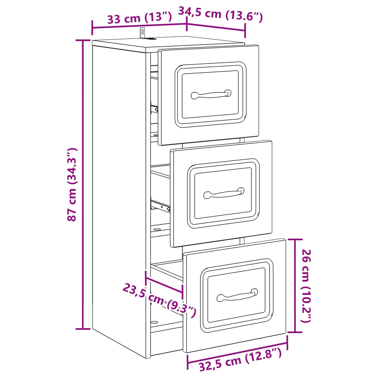 Armoire à tiroirs Sonoma gris 33 x 34,5 x 87 cm - XIOS
