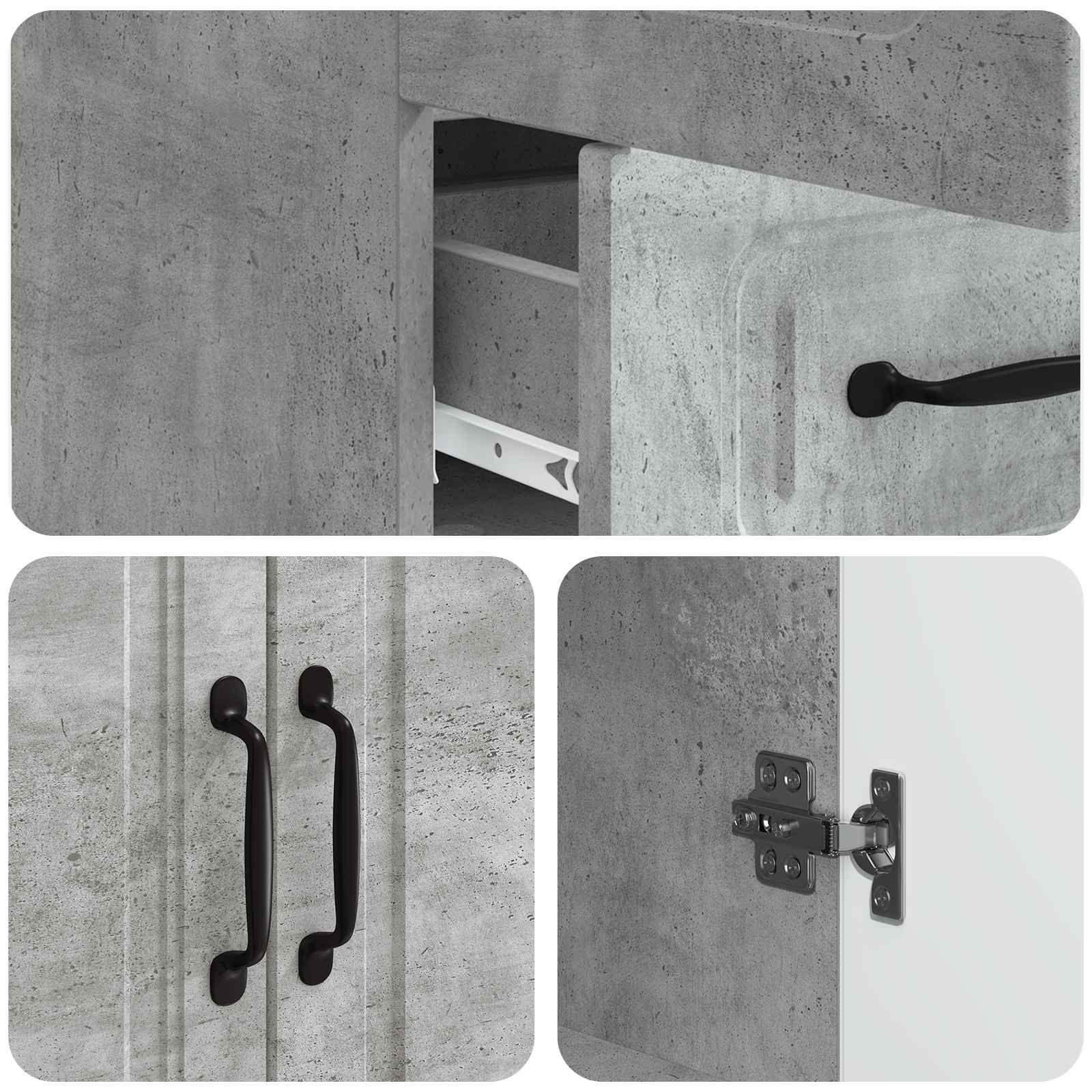 Buffet Gris béton 66 x 34,5 x 92 cm Bois d'ingénierie - XIOS