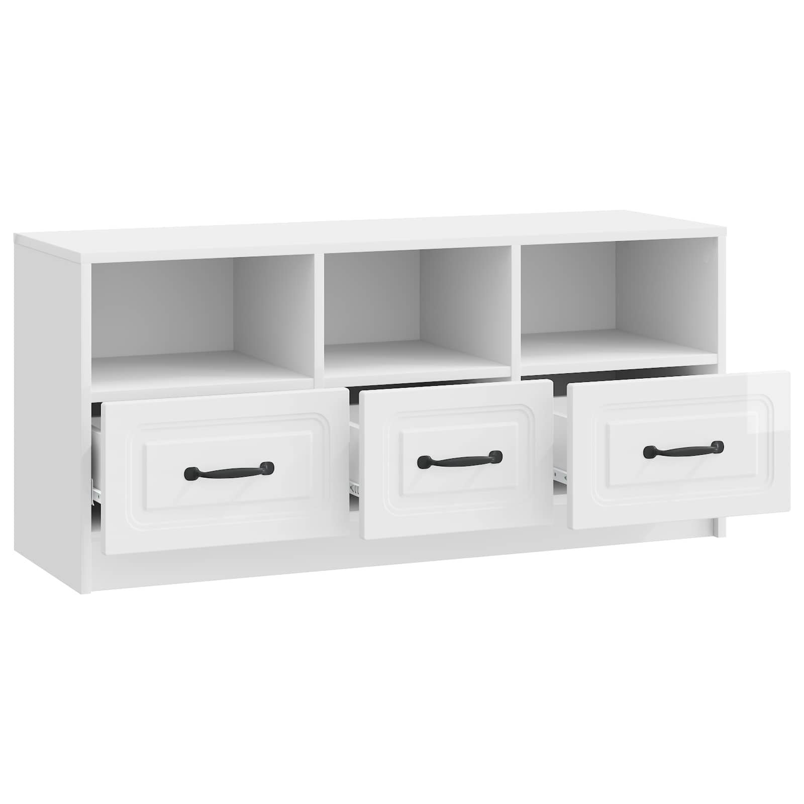 Meuble TV Blanc brillant 102 x 34,5 x 47 cm Bois d'ingénierie - XIOS
