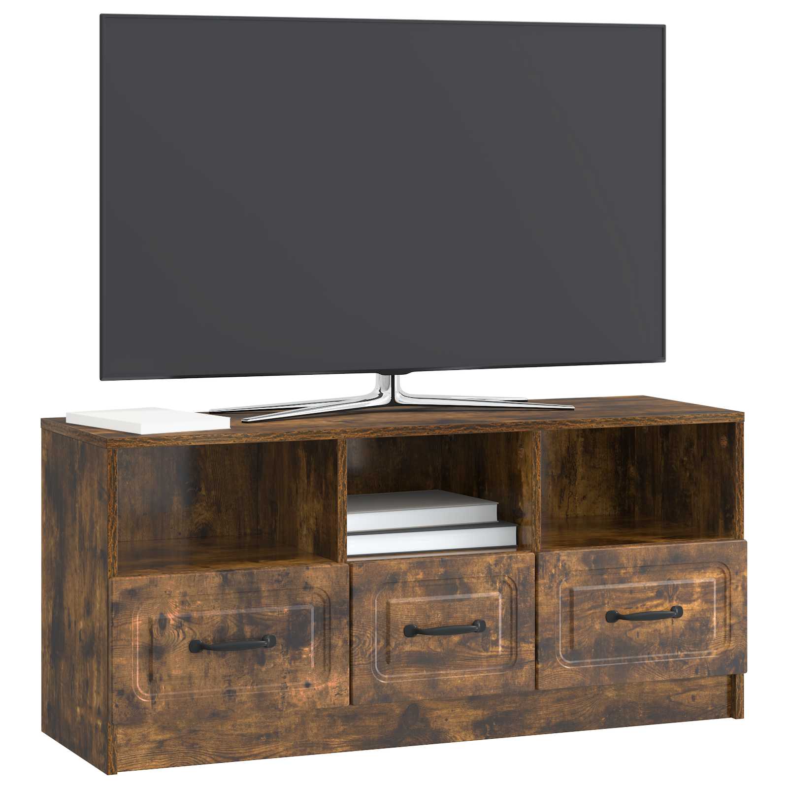 Meuble TV Chêne fumé 102 x 34,5 x 47 cm Bois d'ingénierie - XIOS