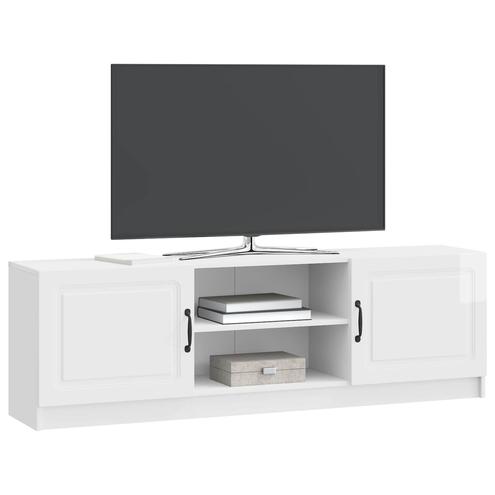 Meuble TV Blanc brillant 150 x 31 x 47 cm Bois d'ingénierie - XIOS