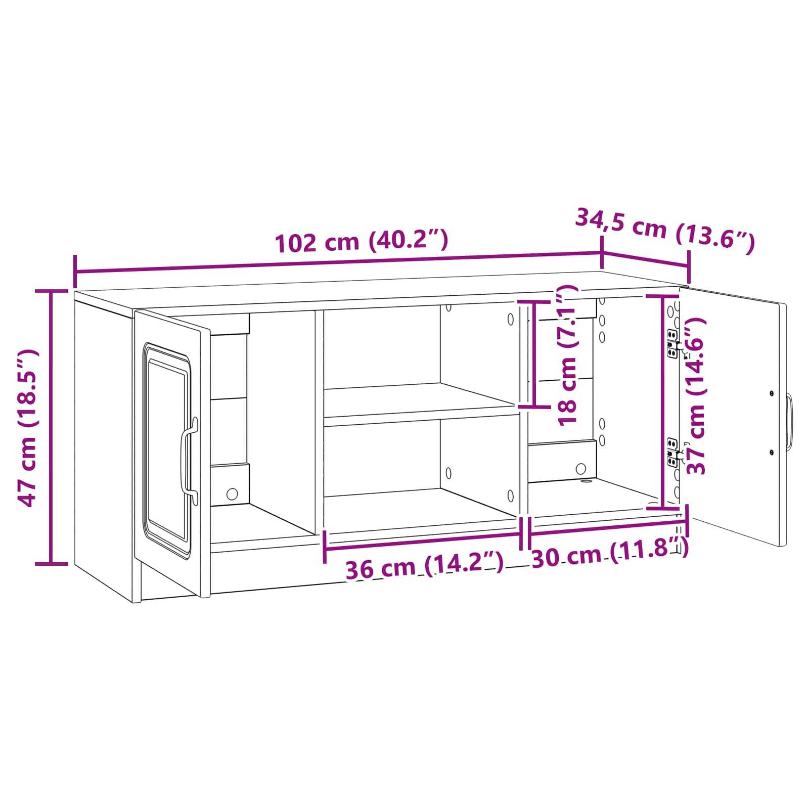 Meuble TV Blanc 102 x 34,5 x 47 cm Bois d'ingénierie - XIOS