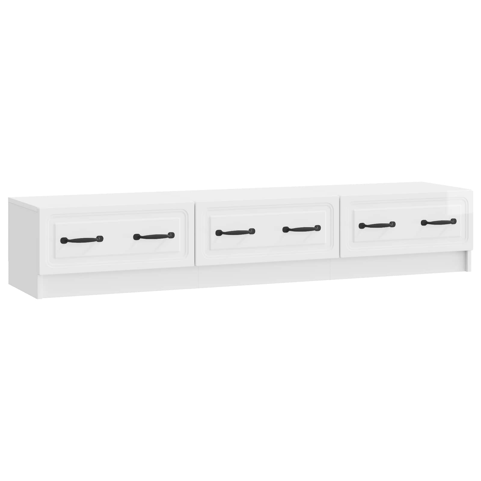Meuble TV Blanc brillant 147 x 34,5 x 27 cm Bois d'ingénierie - XIOS