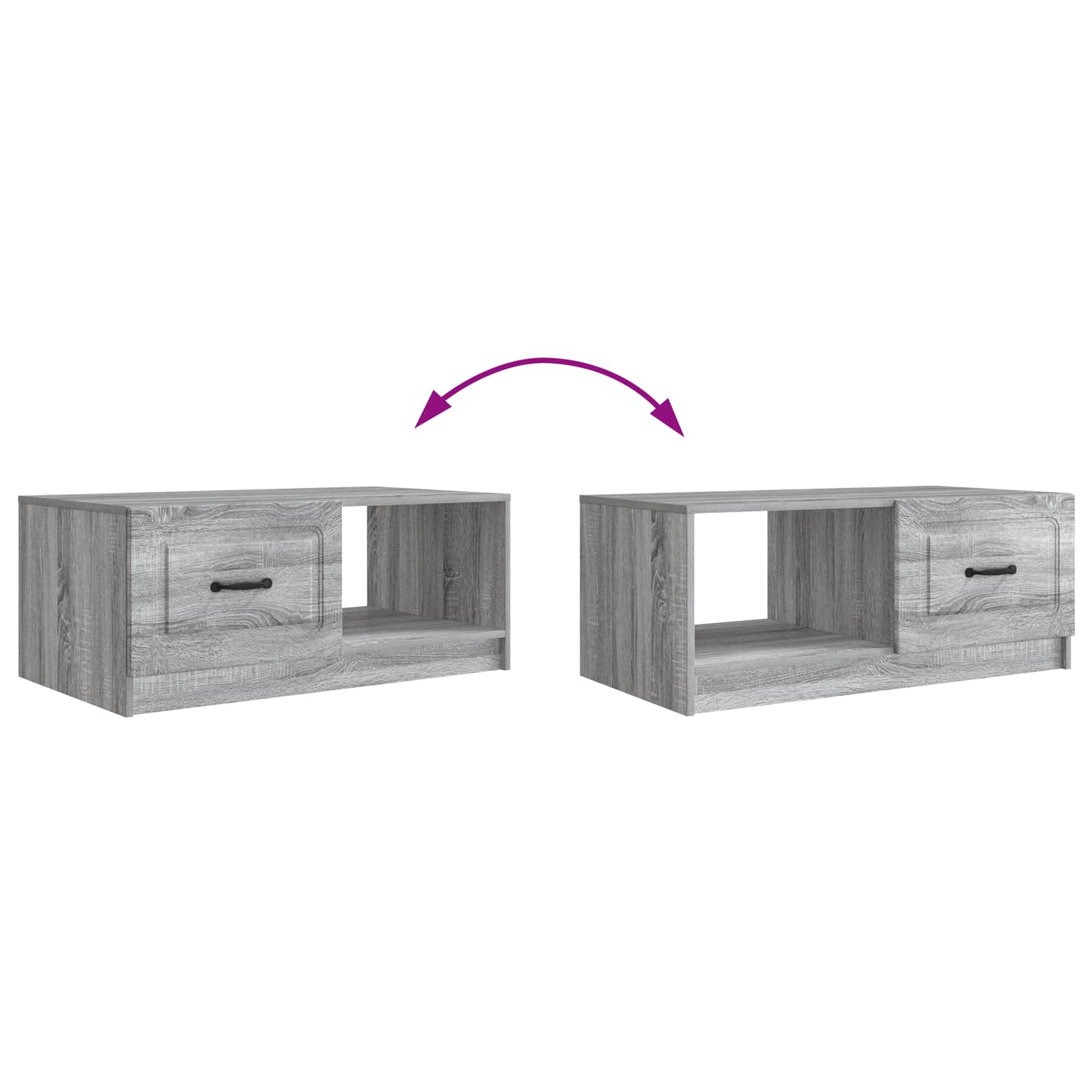 Table basse Sonoma gris 90 x 50 x 37 cm Bois d'ingénierie - XIOS