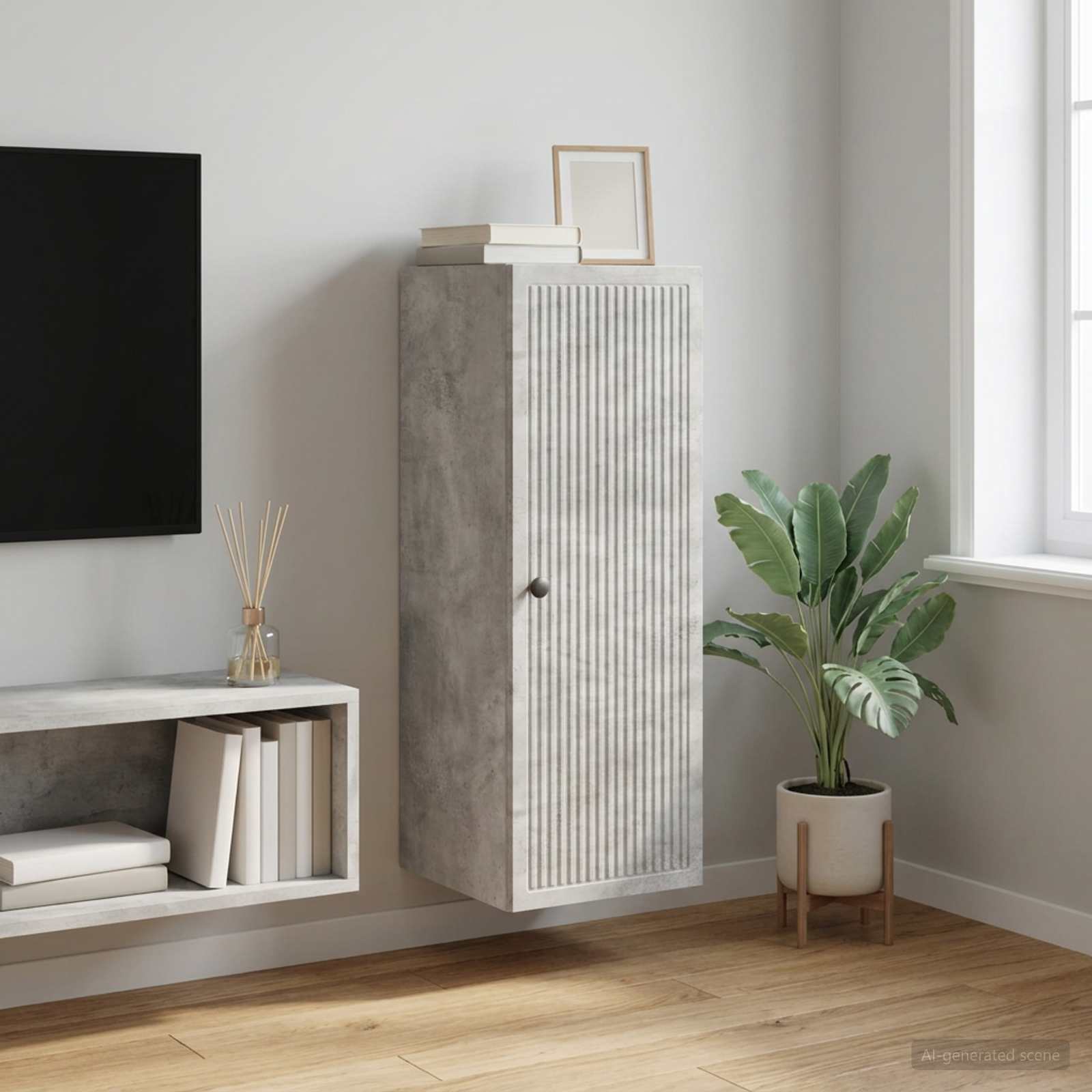 Armoire Murale Gris béton 33 x 34,5 x 90 cm Bois d'ingénierie - XIOS