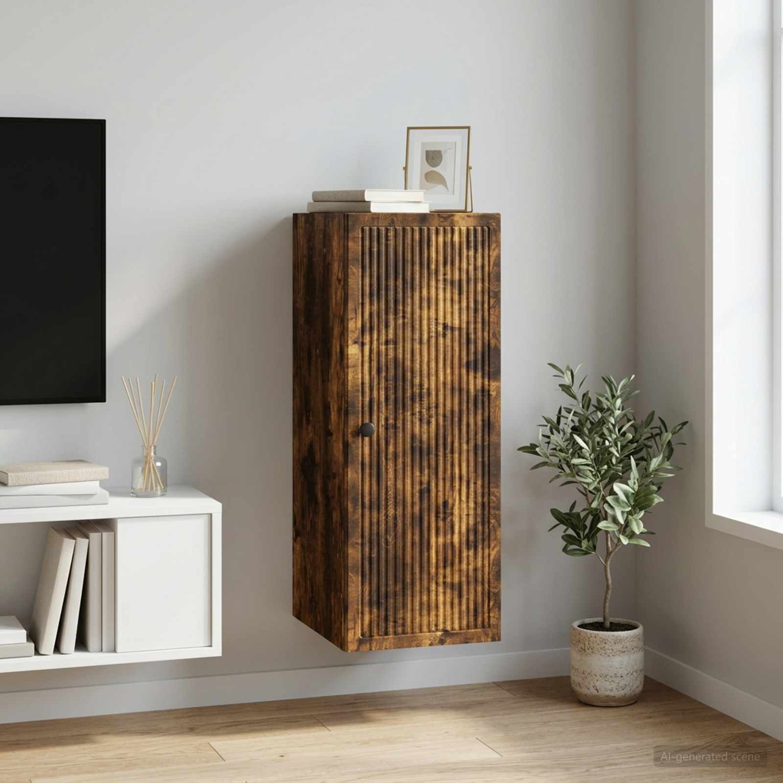 Armoire Murale Chêne fumé 33 x 34,5 x 90 cm Bois d'ingénierie - XIOS