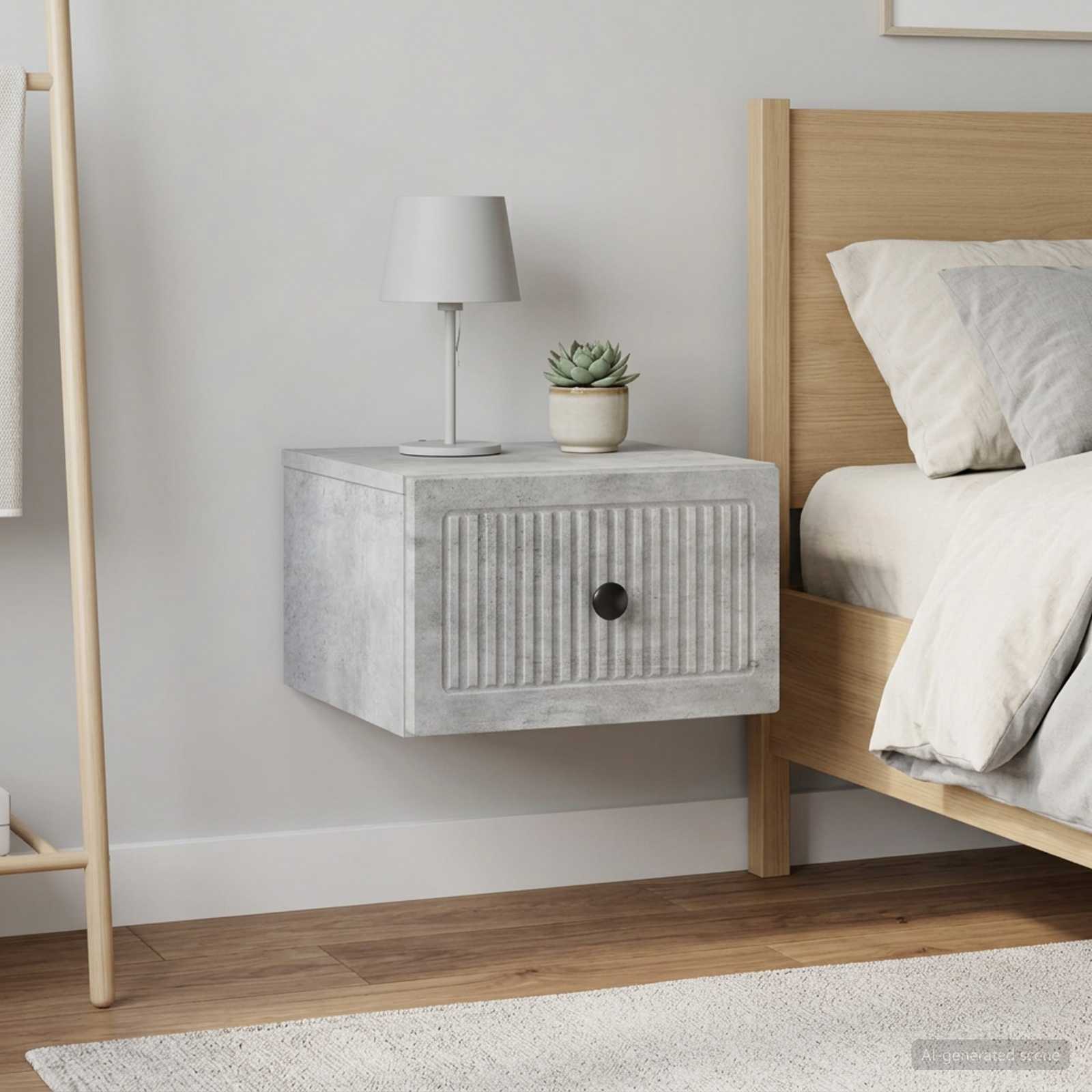 Cabinet de chevet mural 2 pcs Gris béton 33 x 34,5 x 20 cm - XIOS