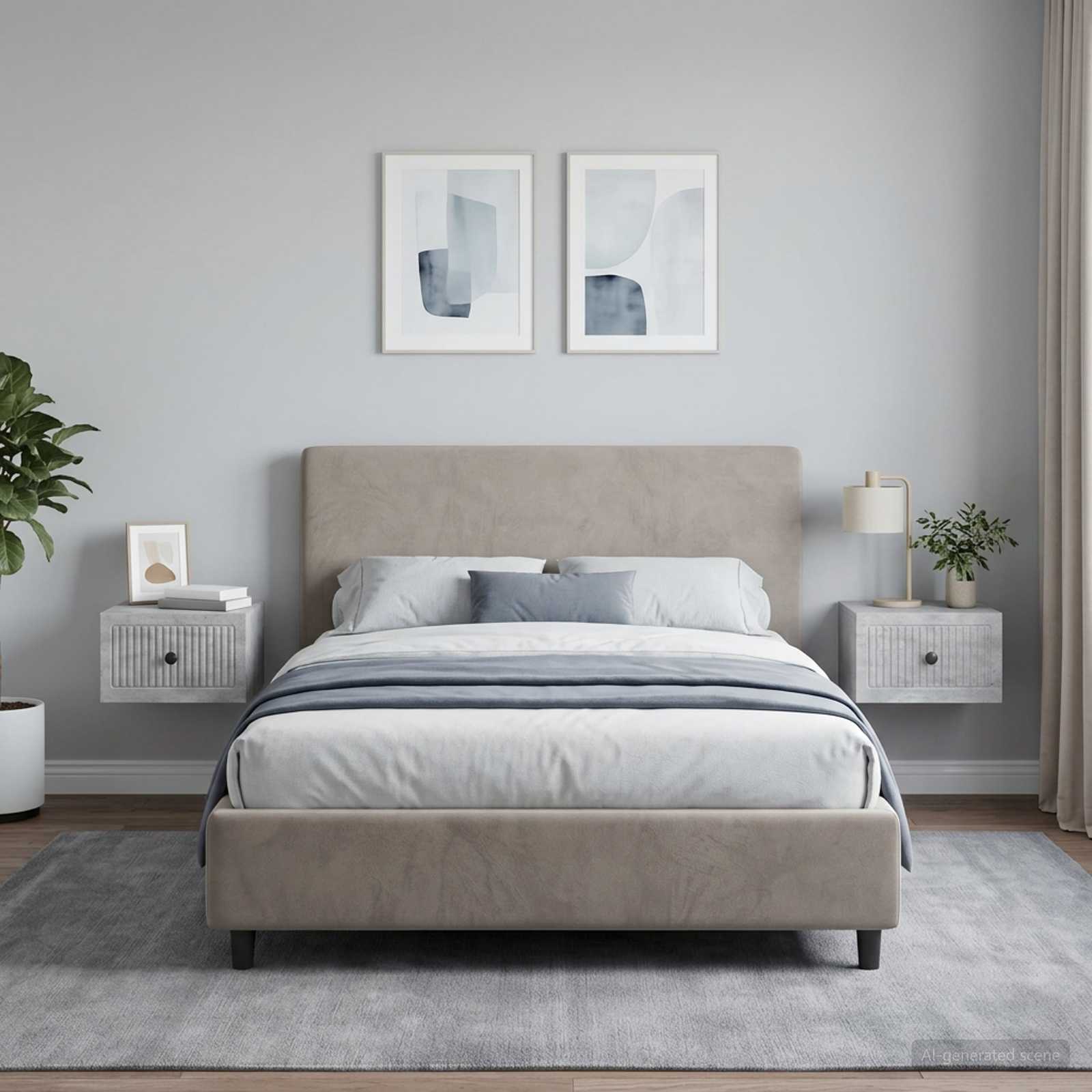 Cabinet de chevet mural 2 pcs Gris béton 33 x 34,5 x 20 cm - XIOS