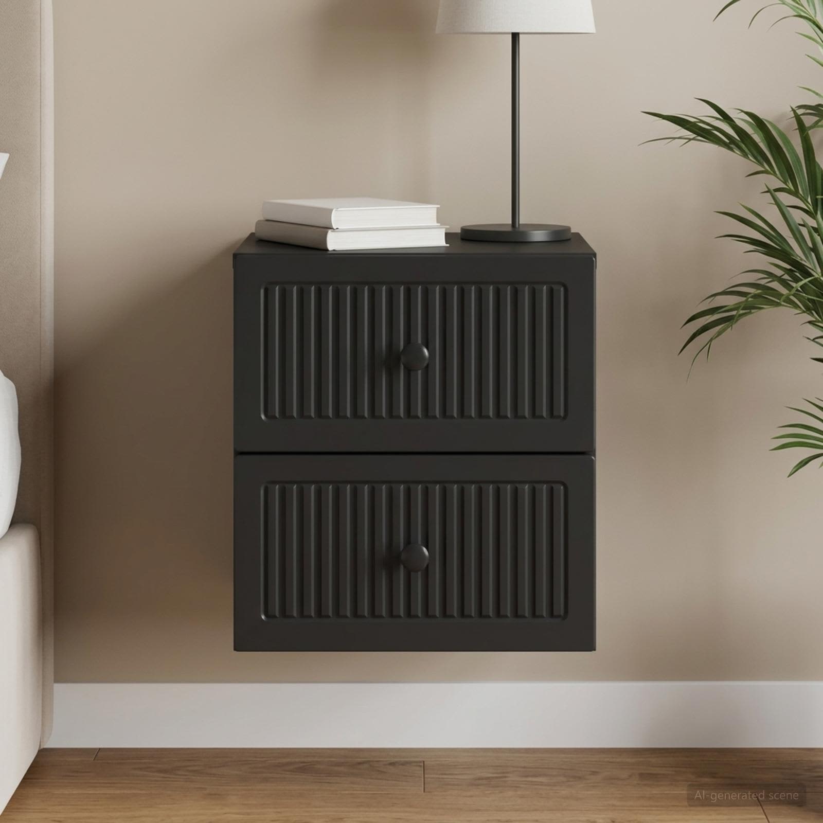 Cabinet de chevet mural avec tiroir Noir 33 x 34,5 x 40 cm - XIOS
