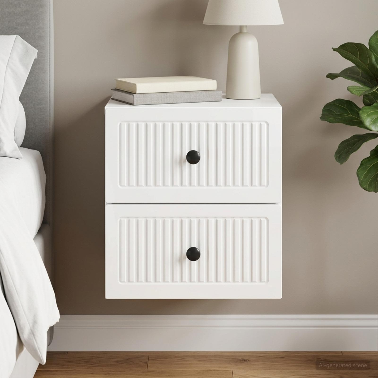 Cabinet de chevet mural Blanc brillant 33 x 34,5 x 40 cm - XIOS