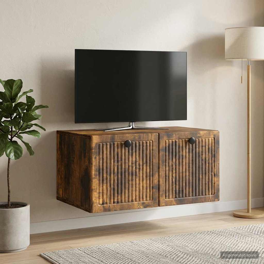 Meuble TV mural Chêne fumé 59,5 x 41 x 30 cm Bois d'ingénierie - XIOS