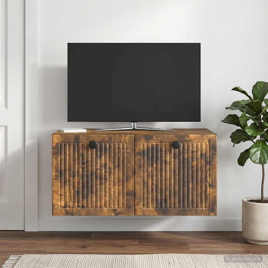 Meuble TV mural Chêne fumé 59,5 x 41 x 30 cm Bois d'ingénierie - XIOS