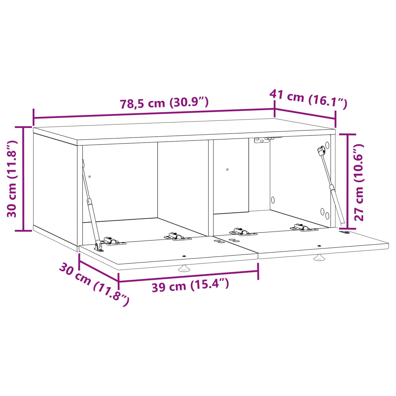 Meuble TV mural Blanc 78,5 x 41 x 30 cm Bois d'ingénierie - XIOS