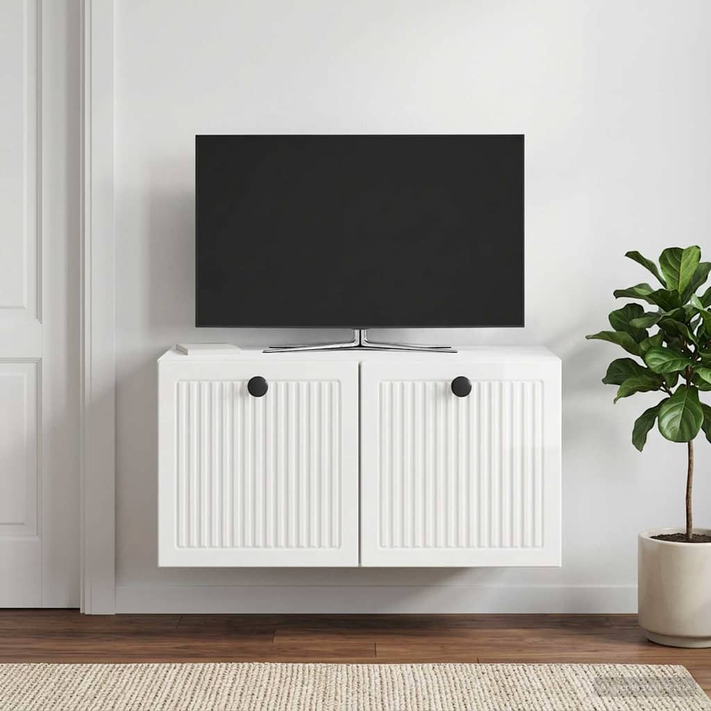 Meuble TV mural Montage mural Blanc brillant 59,5 x 31 x 30 cm - XIOS