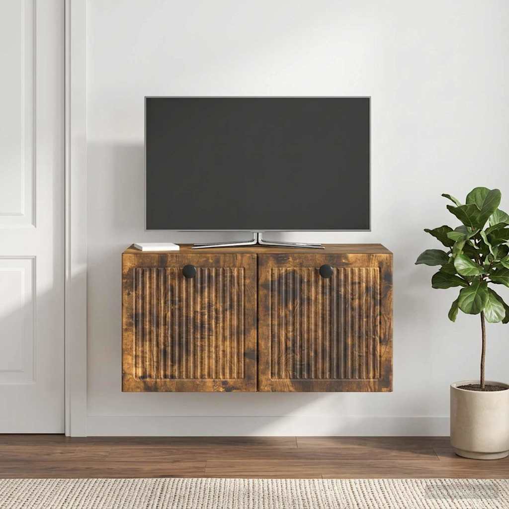 Meuble TV mural Chêne fumé 59,5 x 31 x 30 cm Bois d'ingénierie - XIOS