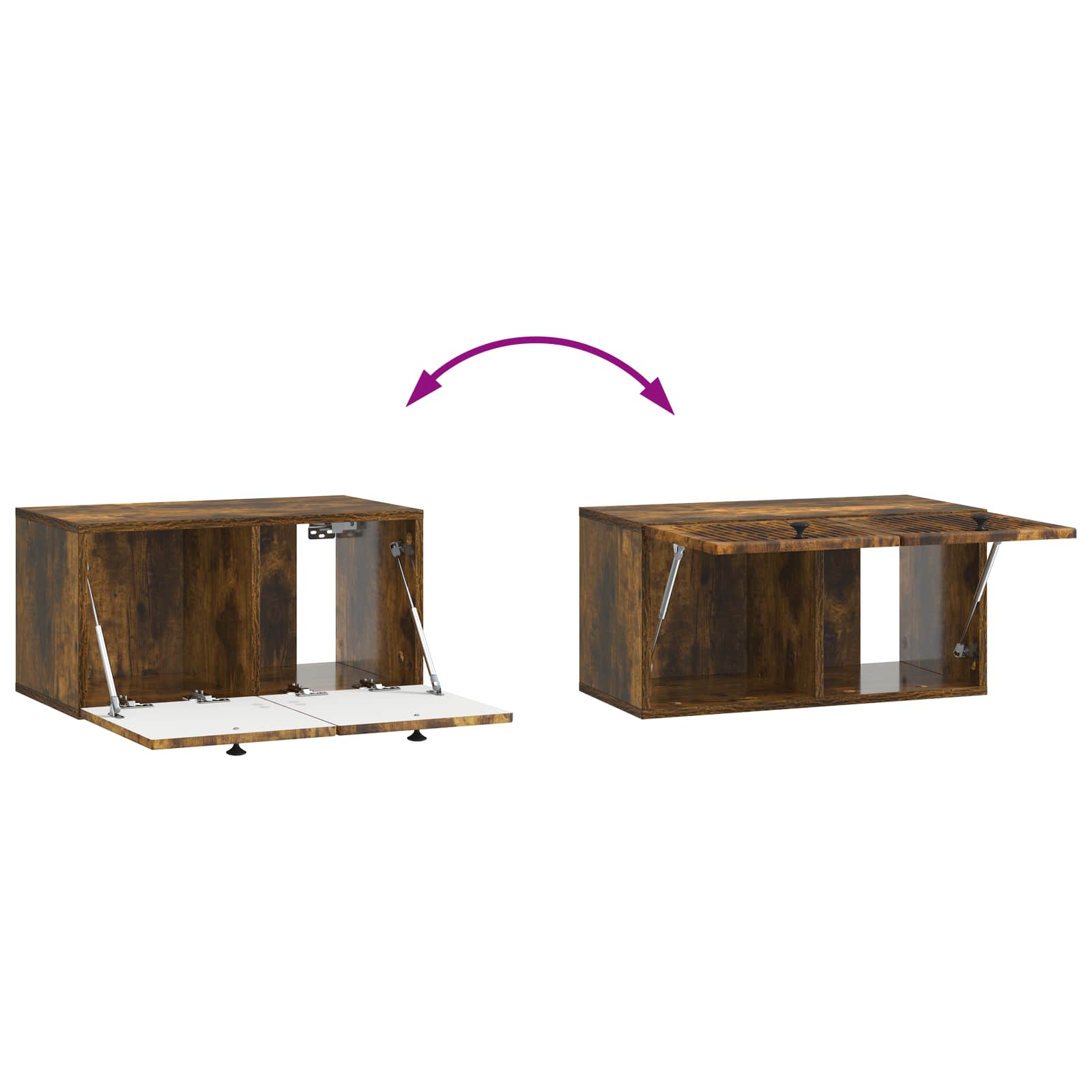 Meuble TV mural Chêne fumé 59,5 x 31 x 30 cm Bois d'ingénierie - XIOS