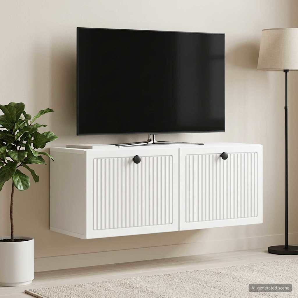 Meuble TV mural Blanc 78,5 x 31 x 30 cm Bois d'ingénierie - XIOS