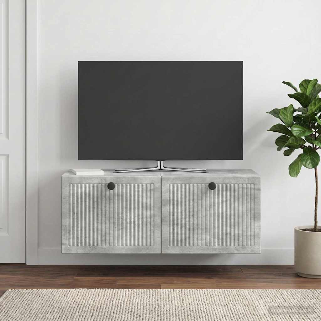 Meuble TV mural Gris béton 78,5 x 31 x 30 cm Bois d'ingénierie - XIOS
