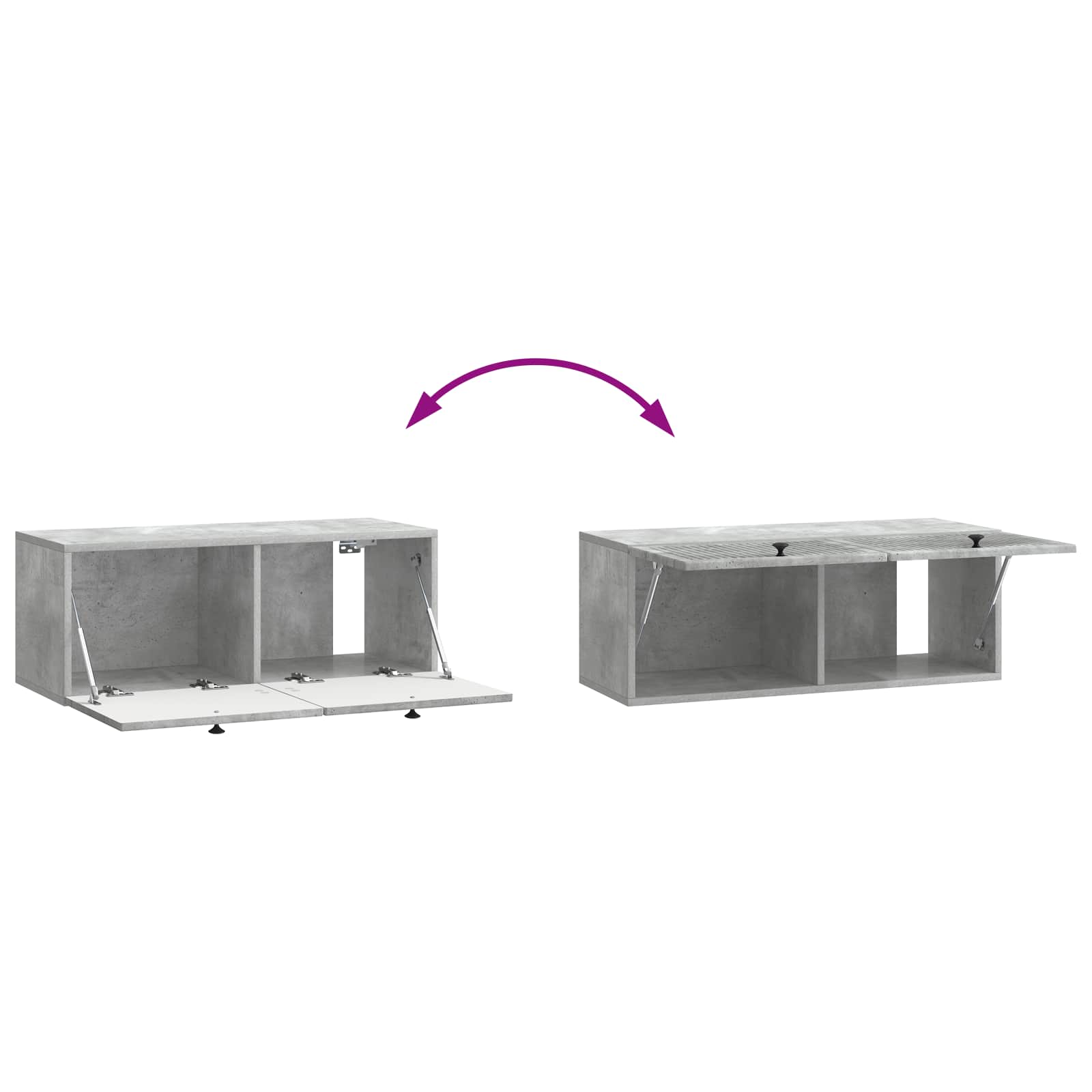 Meuble TV mural Gris béton 78,5 x 31 x 30 cm Bois d'ingénierie - XIOS