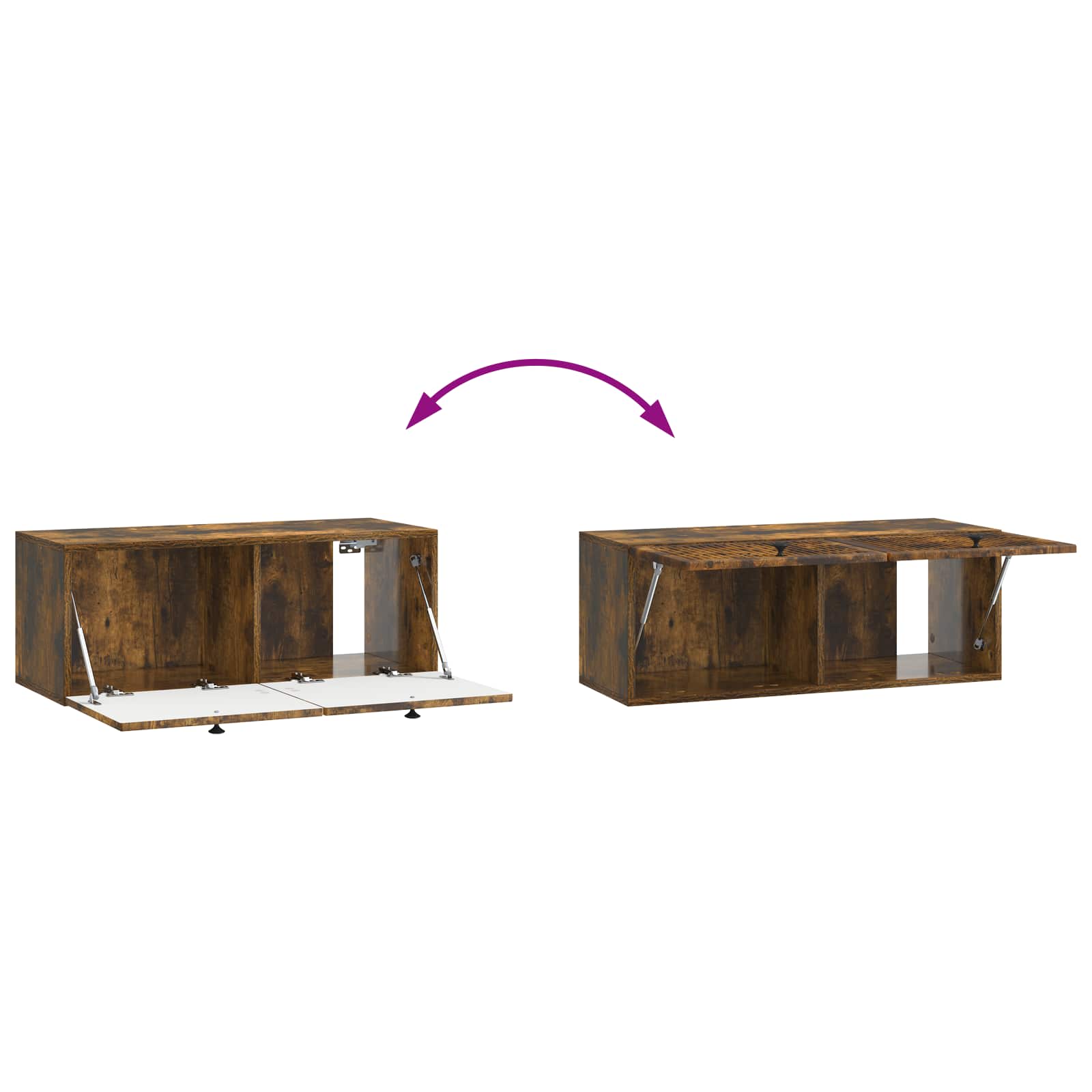 Meuble TV mural Chêne fumé 78,5 x 31 x 30 cm Bois d'ingénierie - XIOS