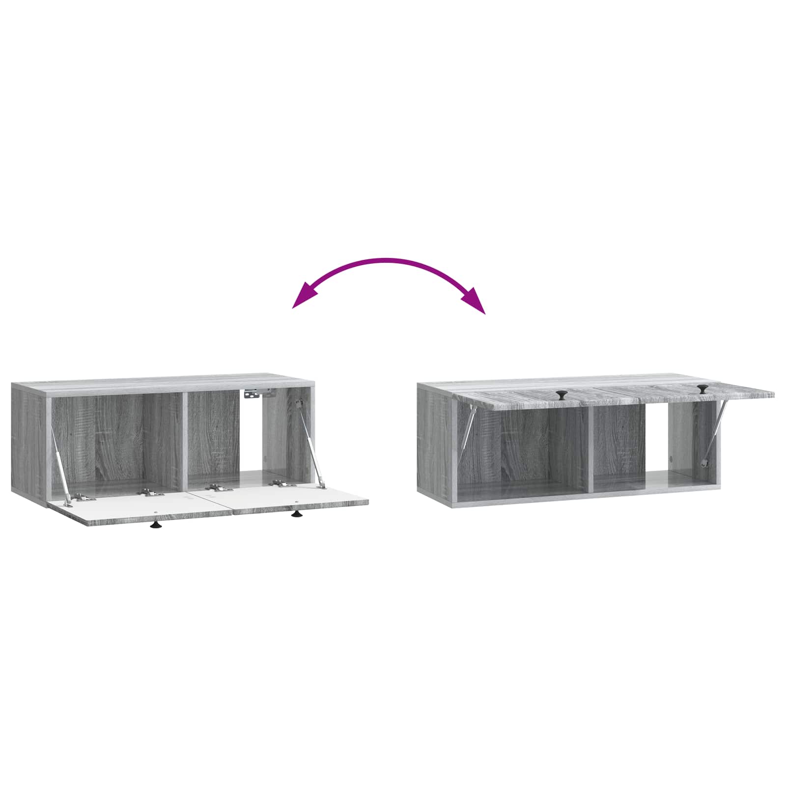 Meuble TV mural Sonoma gris 78,5 x 31 x 30 cm Bois d'ingénierie - XIOS