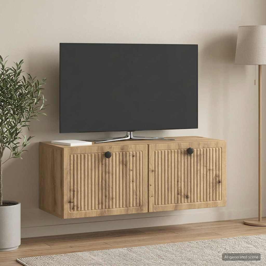 Meuble TV mural 78,5 x 31 x 30 cm Chêne artisanal - XIOS